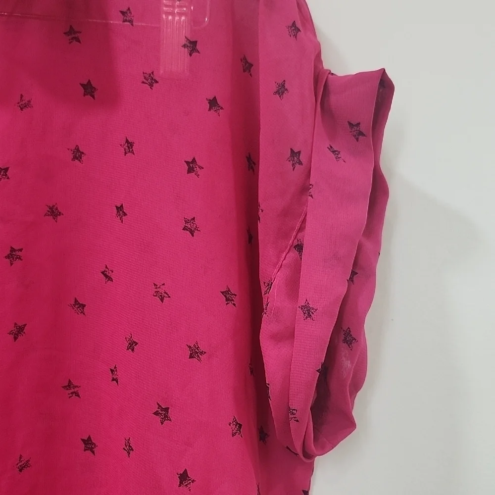 Vibrant Pink Notched Collar Cuffed Sleeve Top - Picture 3 of 9